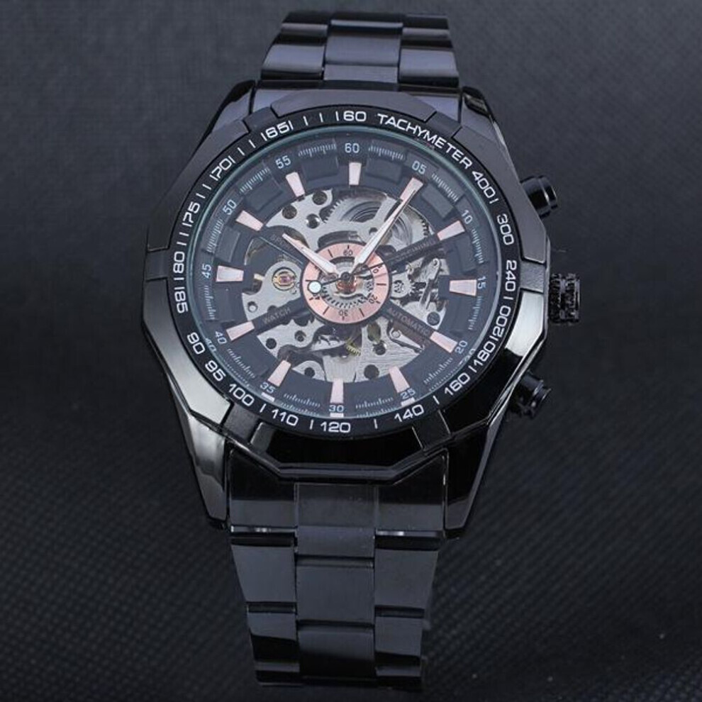 (gold) Winner Skeleton Automatic Mechanical Watch Gold Men Watches Stainless Steel Bracelet Sports Luxury Male Clock Chinese Wristwatch