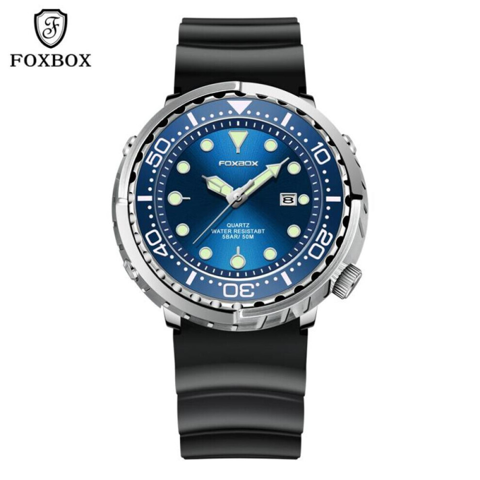 Maxpower (,Blue) 2022 Lige New Luxury Men Watch Foxbox Men Watch For Automatic Date Waterproof Luminous Clock Military Sports Wristwatch Silver/Blue