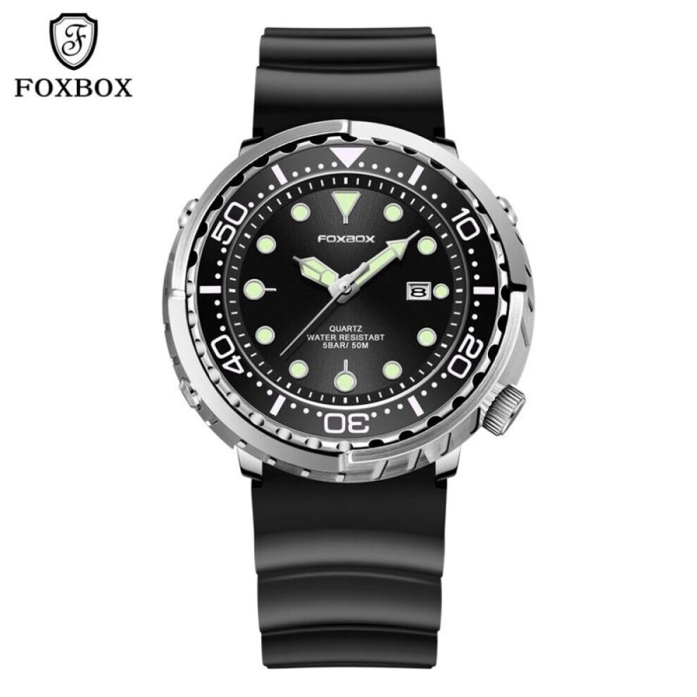 (silver,black) 2022 Lige New Luxury Men Watch Foxbox Men Watch For Automatic Date Waterproof Luminous Clock Military Sports Wristwatch