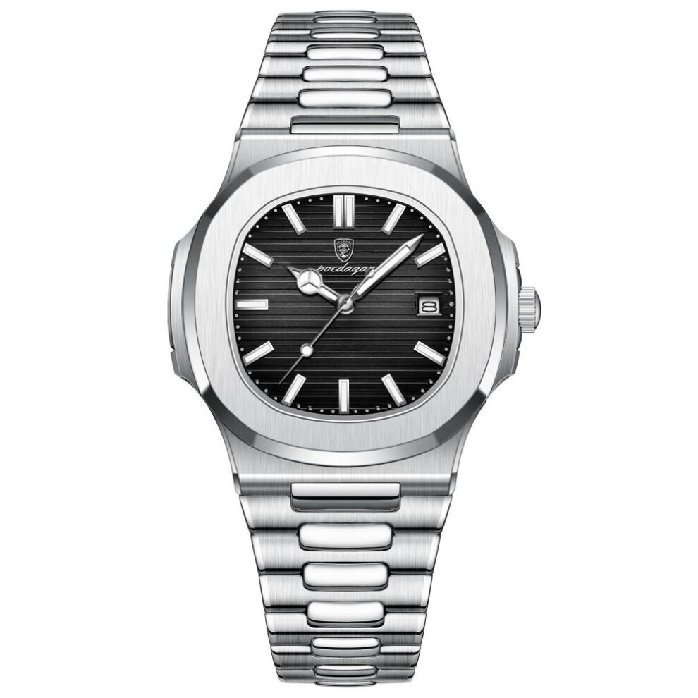 Maxpower (Black) Poedagar Luxury Watch Business Waterproof Clock Luminous Date Stainless Steel Square Quartz Men Watch