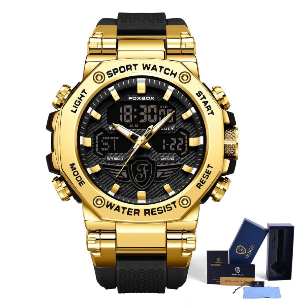 Maxpower (Gold) Lige X Foxbox Fashion Sports Men's Watch Led Digital Clock Silicone Waterproof Military Watch Gold