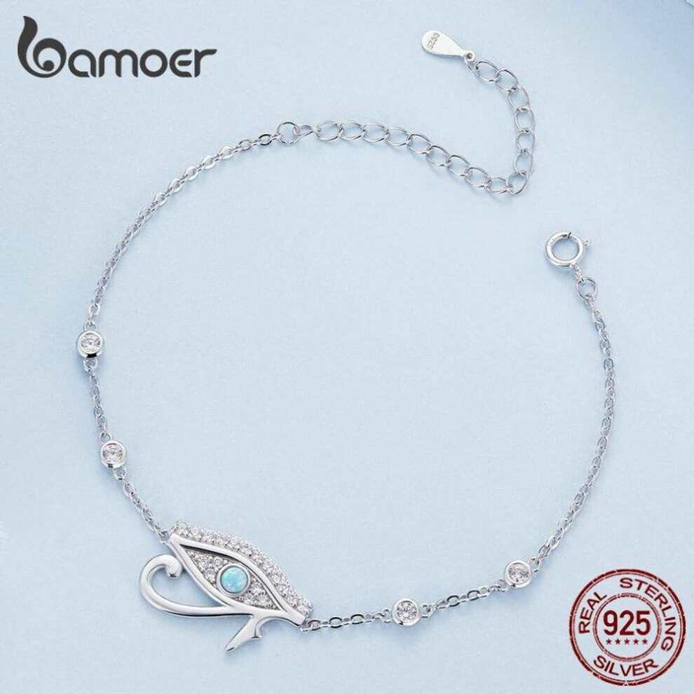 Maxpower (925 ) Bamoer 925 Sterling Eye Of Horus Bracelet Lucky Eye Chain Link For Women Birthday Gift Fine Jewelry Silver