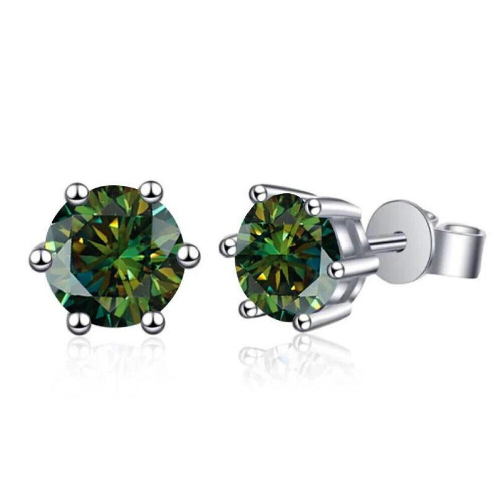 Maxpower (Green, 1 Carat) Bagueringen 1.0Ct D Color Gra Moissanite Diamond 925 Sterling Silver Classic Stud Earrings For Woman Fine Jewelry Wedding Gifts
