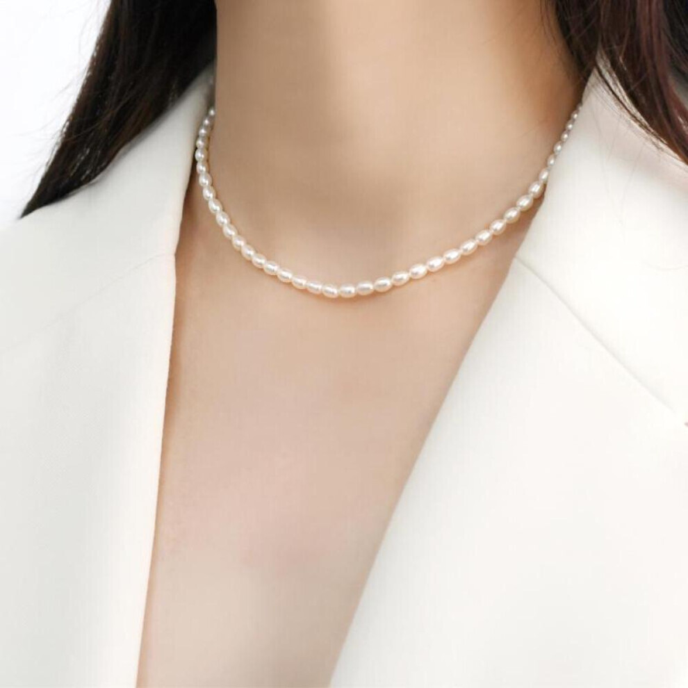 Maxpower (White, 40Cm) Natural Freshwater Pearl Necklace For Women Pretty Fashion Jewelry Gifts Vintage Korean Cute Gold Plated Choker Necklaces 2021 White,Gold