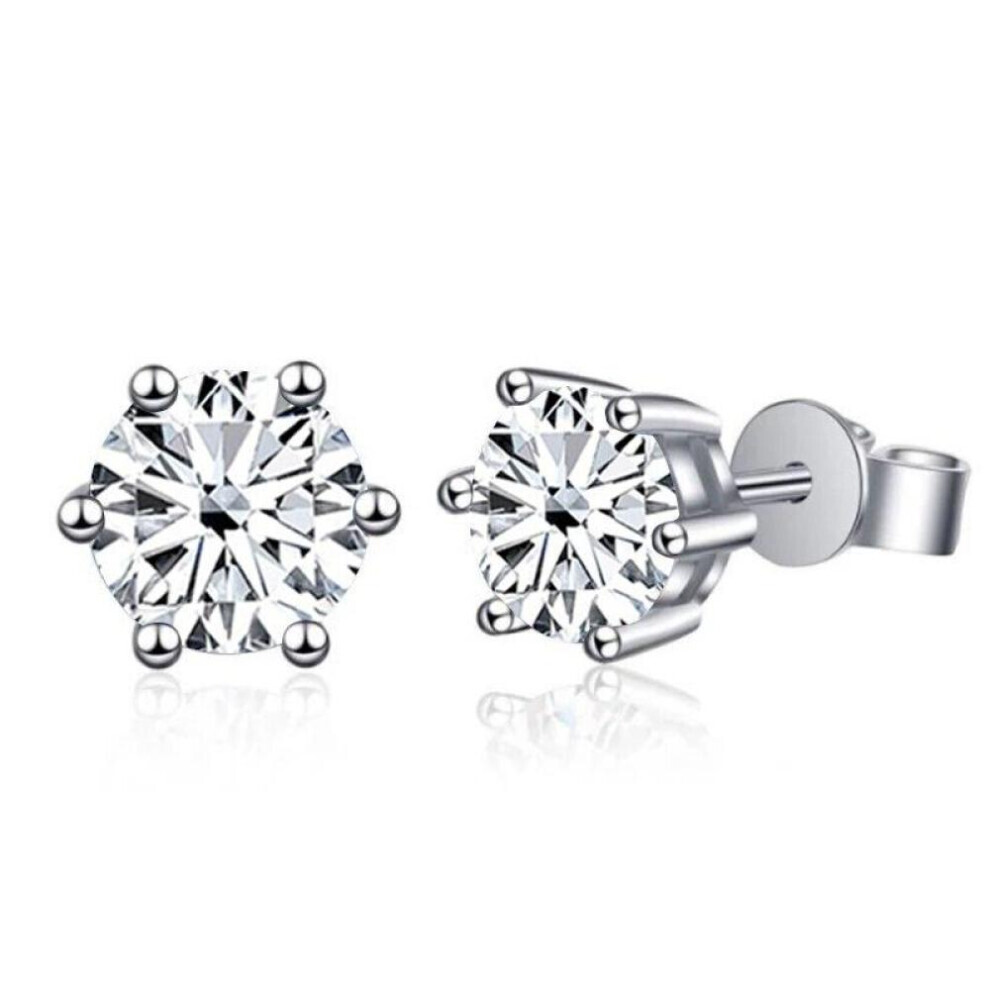Maxpower (White, 1 Carat) Bagueringen 1.0Ct D Color Gra Moissanite Diamond 925 Sterling Silver Classic Stud Earrings For Woman Fine Jewelry Wedding Gifts