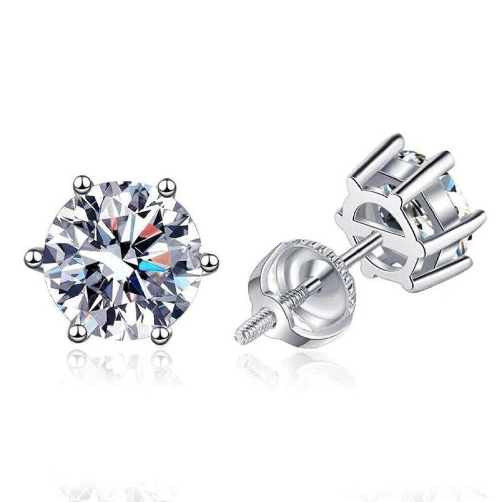 Maxpower (As The Picture, 2Ct And 2Ct) D Color 2Ct Moissanite Earrings For Women Men Lab Diamond White Gold Plated 925 Sterling Silver Stud Earring Luxury Fine