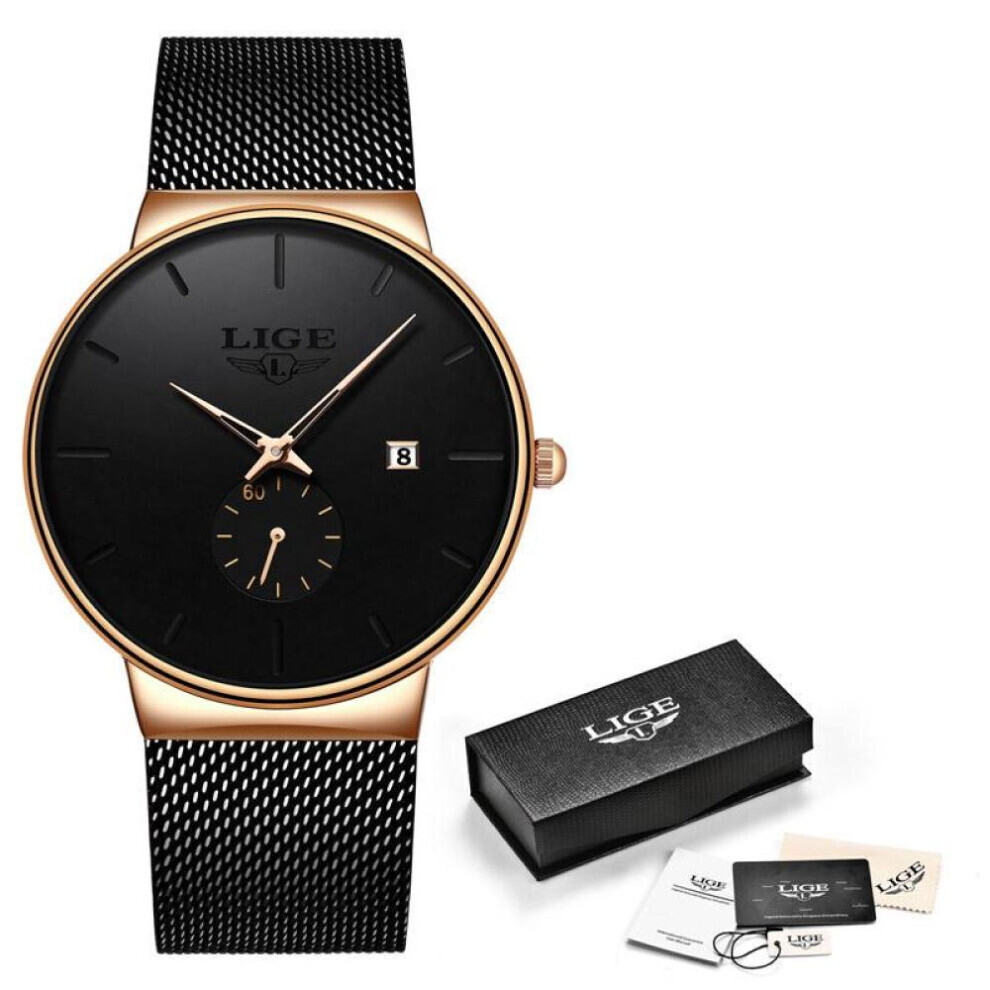 (Black Gold) LIGEWatches Casual Waterproof Quartz Clock Mens Watches Top Brand Luxury Ultra-Thin  Sports Watch-image-OPC-PG8K9QZ-NEW