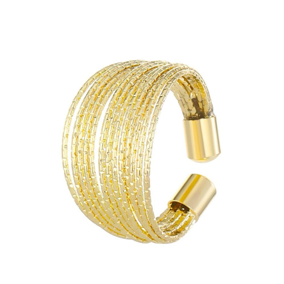 (gold, 1 pcs-ring) Light Luxury Multi Layered Open Ring Flexible Flash Metal Wire Ring For Women