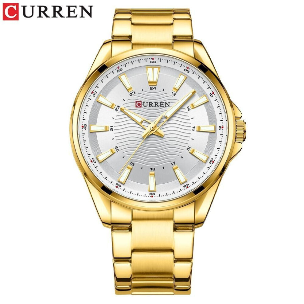 Maxpower (Gold) Curren Classic Simple Stainless Steel Quartz Wristwatches Fashion Brand Men's Watches With Luminous Hands 8424 Gold