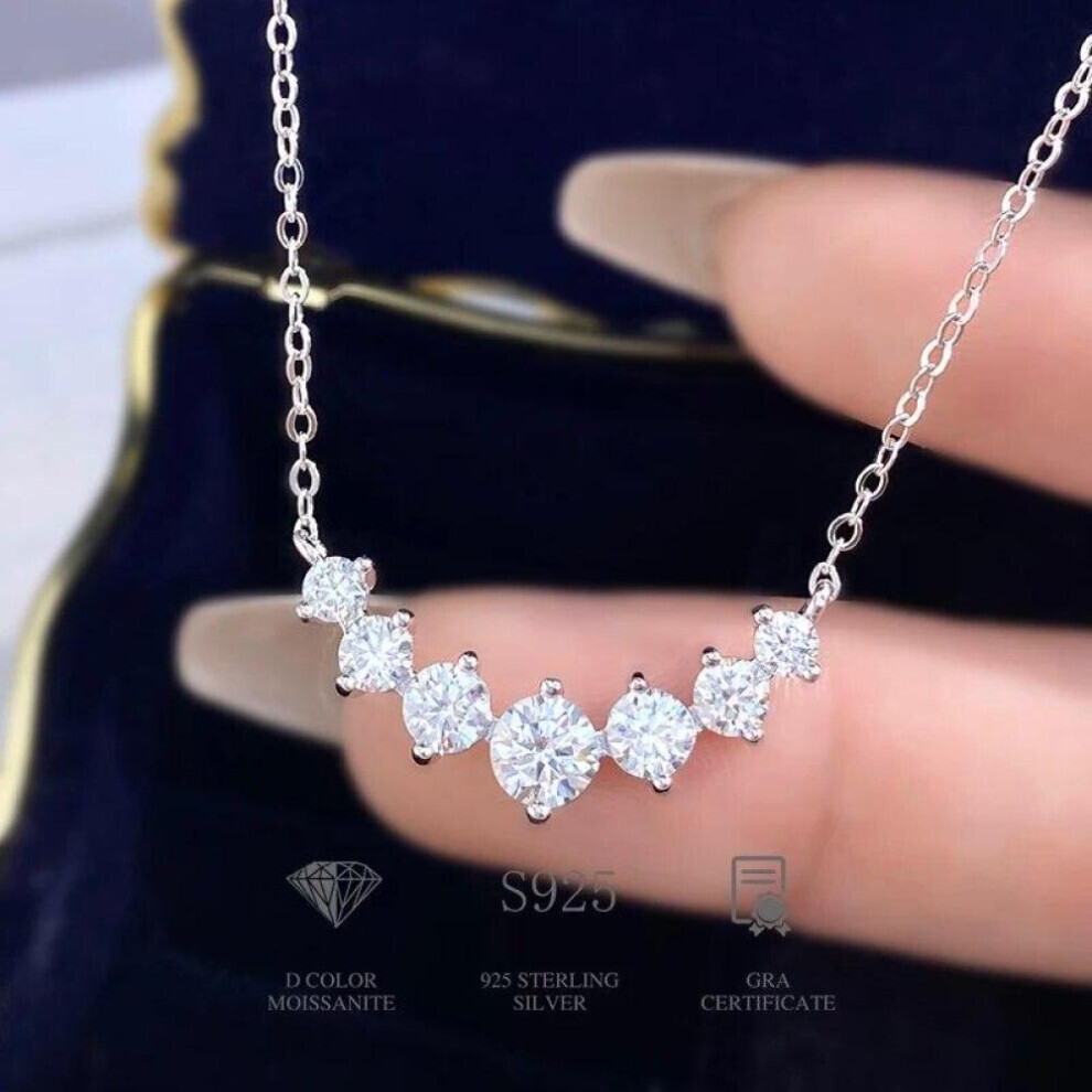 (as the picture) Dw Moissanite Diamond Necklace For Woman Wedding Jewely With Certificates 925 Sterling Sliver Plated 18k White Gold Necklace