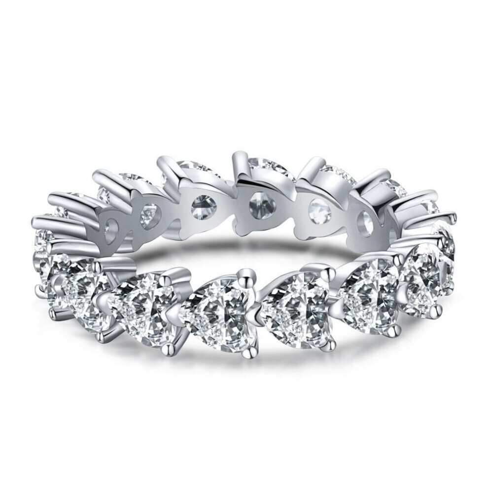 (silver, 5) Tancise Women Classic 925 Sterling Silver  Zircon Ring Ladies Jewelry Wedding Promise Party Gift