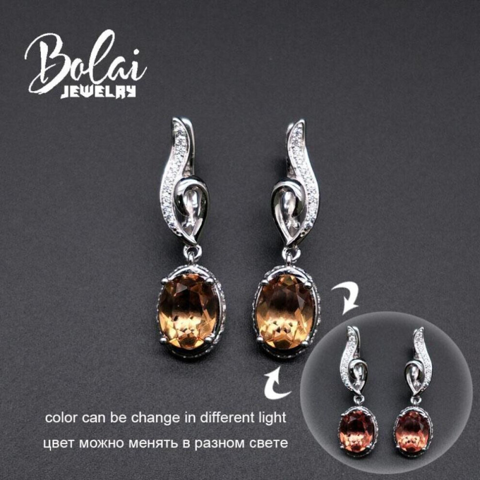 Maxpower (Brown,Pink, M) Color Changing Diaspore Dangle Earrings 925 Sterling Silver Zultanite Crystal Fine Jewelry Ear Drop Women Christmas Gift Pink,Silver