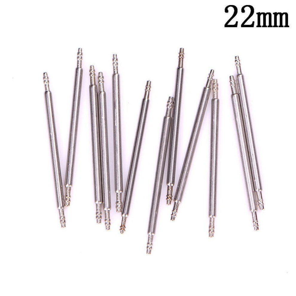 (22mm) 10pcs Stainless Steel Watch Band Spring Bars Strap Link Pins 8-22mm Repair Tools