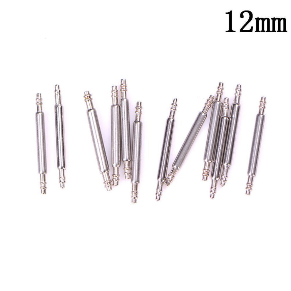 (12mm) 10pcs Stainless Steel Watch Band Spring Bars Strap Link Pins 8-22mm Repair Tools