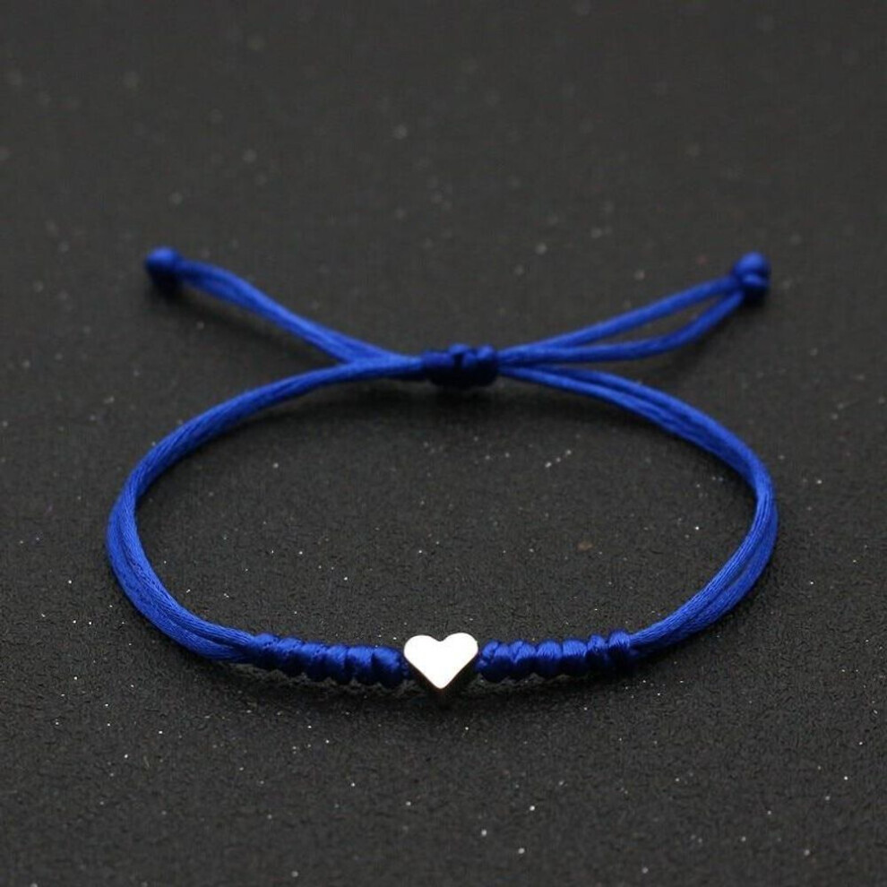 Maxpower (Blue) Love Heart Charm Bracelet Women Men Lovers' Wish Good Lucky Red String Braided Adjustable Couple Bracelets Friendship Jewelry Blue,Red
