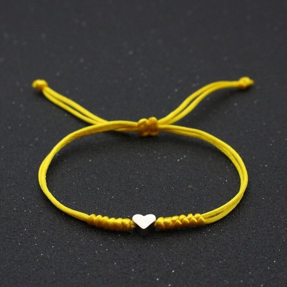Maxpower (Yellow) Love Heart Charm Bracelet Women Men Lovers' Wish Good Lucky Red String Braided Adjustable Couple Bracelets Friendship Jewelry Red,Yellow