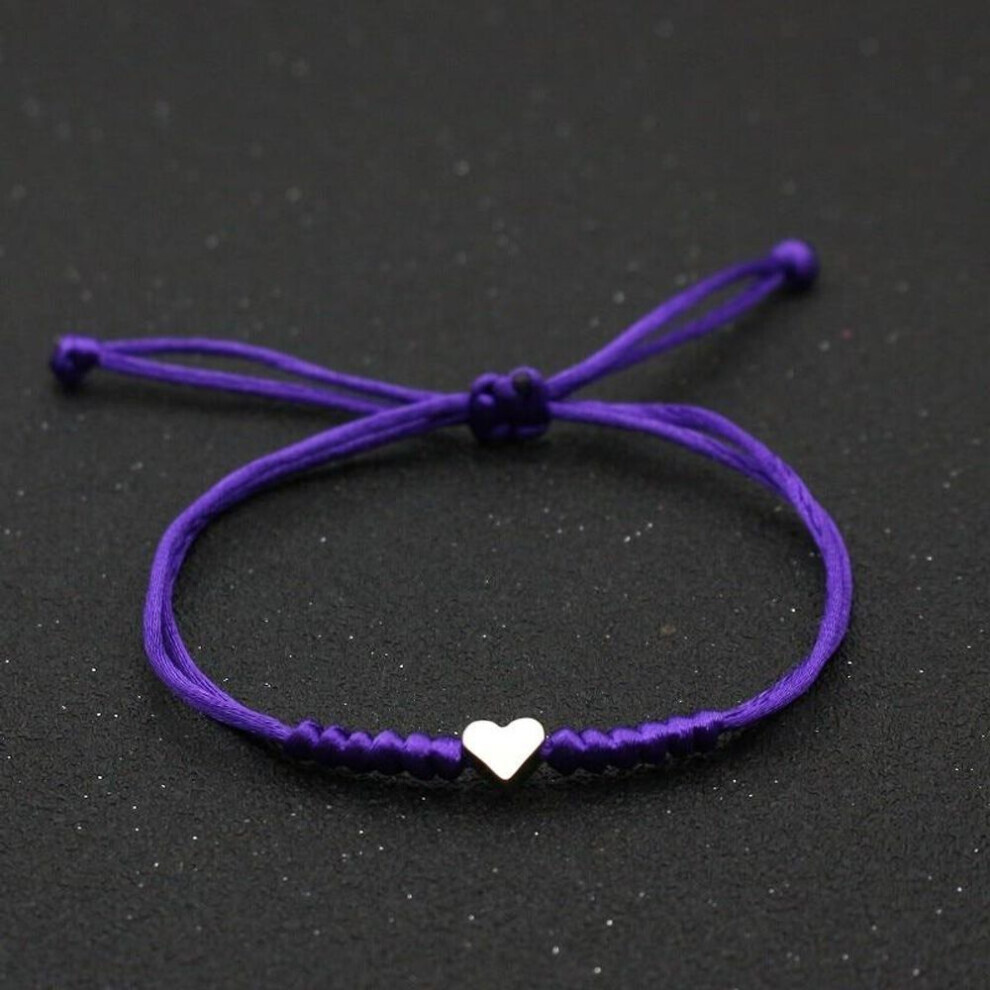 Maxpower (Purple) Love Heart Charm Bracelet Women Men Lovers' Wish Good Lucky Red String Braided Adjustable Couple Bracelets Friendship Jewelry Red,Purple