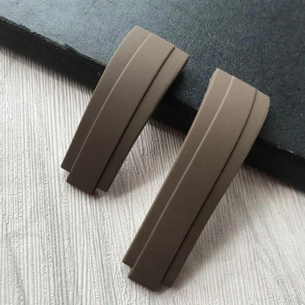 Maxpower ( 20Mm With Clasp3&With Logo) 20Mm Nature Rubber Silicone Watch Band Buckle Watchband For Role Strap Daytona Submariner Deepsea Gmt Seamarster Brown