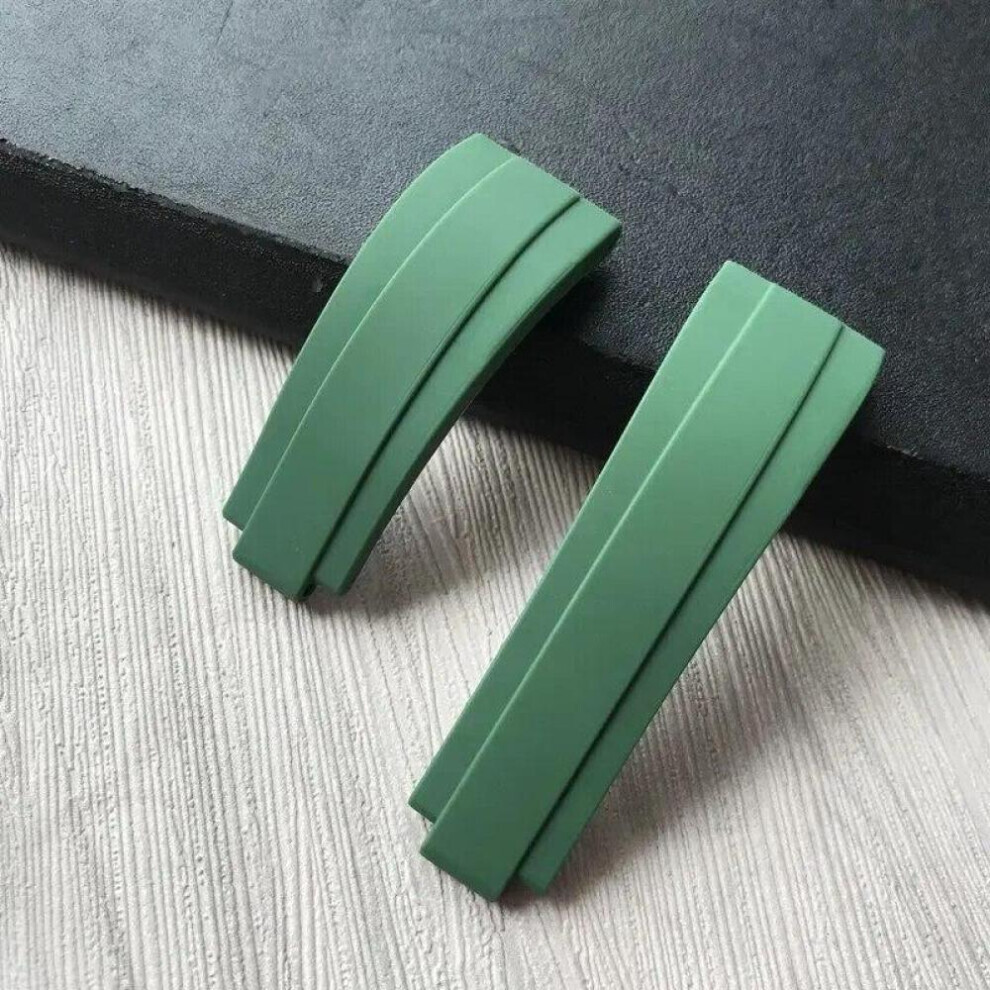 (green  20mm with clasp 1&with logo) 20mm  Nature Rubber Silicone Watch Band Buckle Watchband For Role Strap Daytona Submariner Deepsea Gmt Seamarster Oysterflex