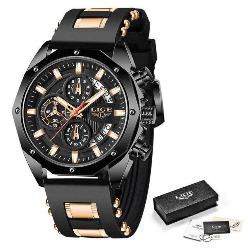 Maxpower (Black) Lige New Watch Men Luxury Brand Big Dial Watches Men Waterproof Quartz Wristwatch Sports Chronograph Watch Relogio Masculino Black
