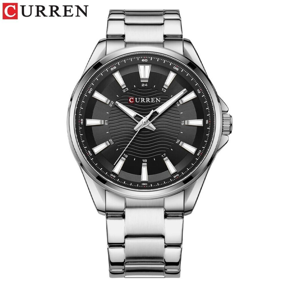 Maxpower (Ivory) Curren Classic Simple Stainless Steel Quartz Wristwatches Fashion Brand Men's Watches With Luminous Hands 8424 White