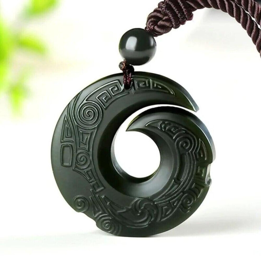 Maxpower (Green) Natural Hetian Jade Pendant Necklace Jadeite Jewelry For Men Gifts Buddhist Lucky Carved Fashion Charm Women Amulet Green