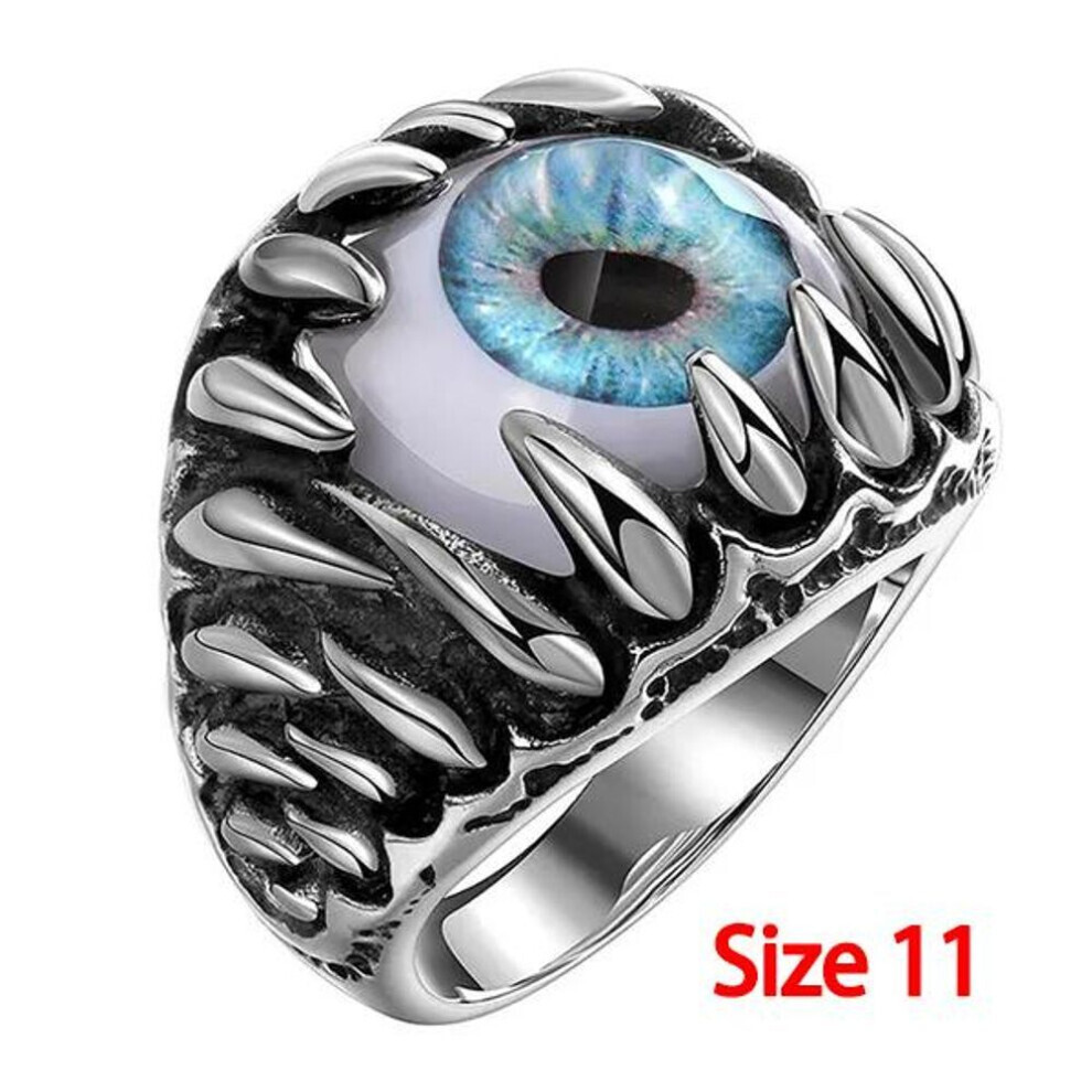 Maxpower (11) Men's Jewelry Steampunk Stainless Steel Gothic Biker Claws Cool Skull Biker Vivid Eye Ring Vintage Punk Devil Eye Eyeball Rings