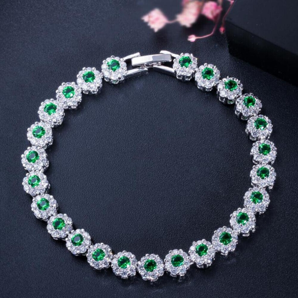 Maxpower (Emerald) Wwj 3 Color Options Cubic Zirconia Tennis Bracelet Bangle Green
