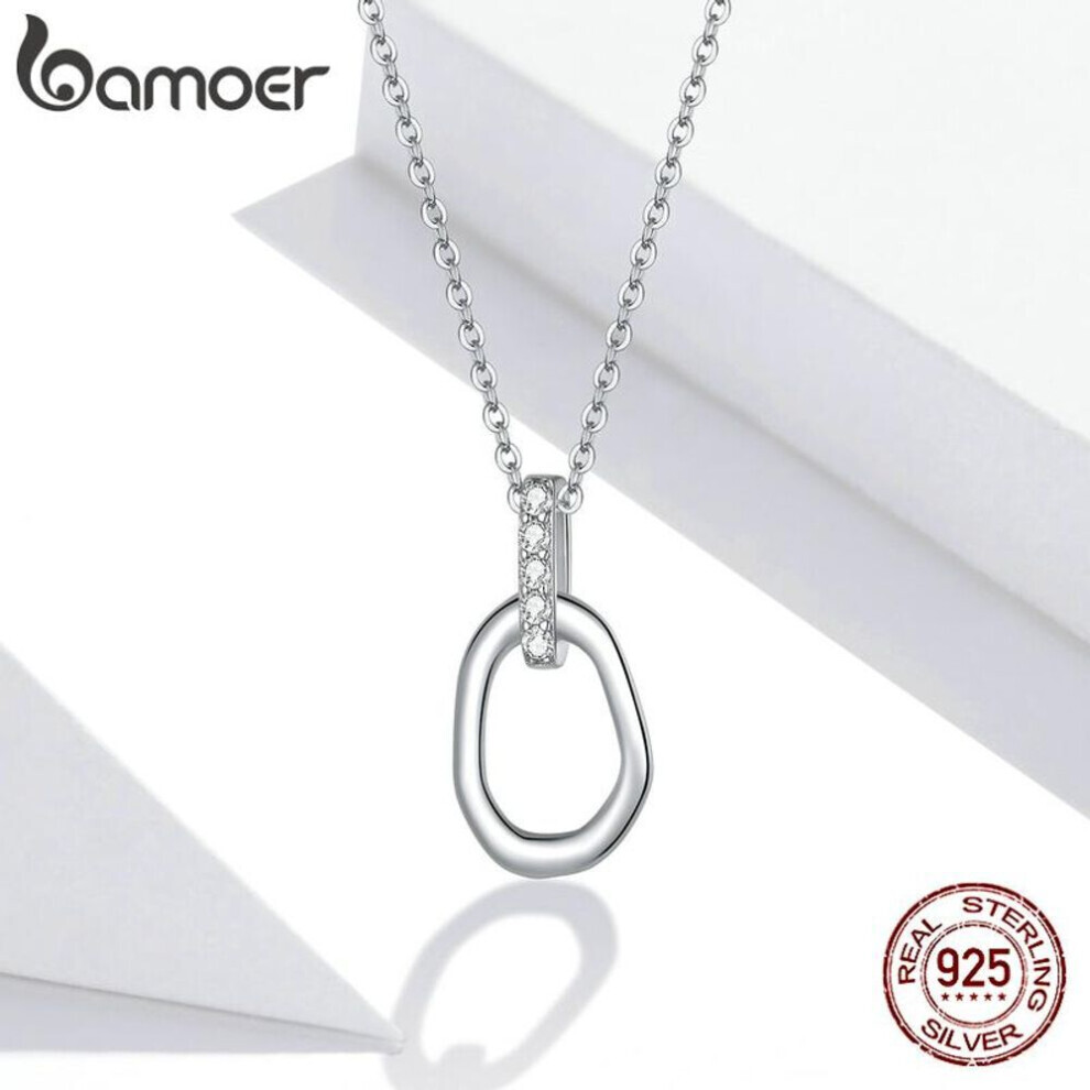 Maxpower (925 ) Bamoer 925 Sterling Geometric Necklace For Women Fine Jewelry Silver