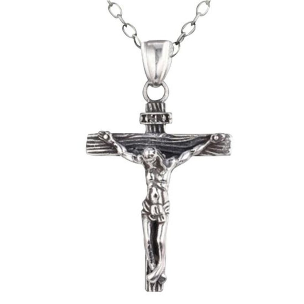 (silver, Cross Chain) Men Necklace Jesus Cross Dangle Anti Rust Stainless Steel Jesus Pendant