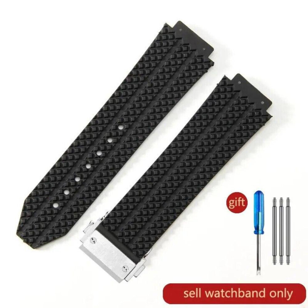 (J01-Black-Steel-Z2  24x17mm) For Hublot Yubo High Quality Silicone Waterproof Watch Strap Classic Fusion Big Bang Rubber Men&apos;s 26*19mm 24*17mm Accessories