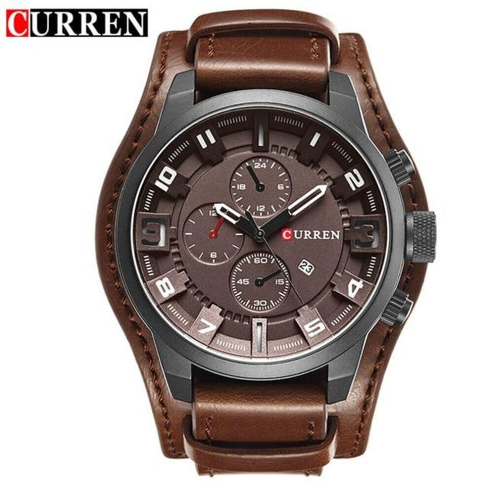 (coffee) Curren Men&apos;s Watches Brand Luxury Fashion&casual Business Quartz Watch Date Waterproof Wristwatch Hodinky 8225-image-OPC-PG8KBBB-NEW