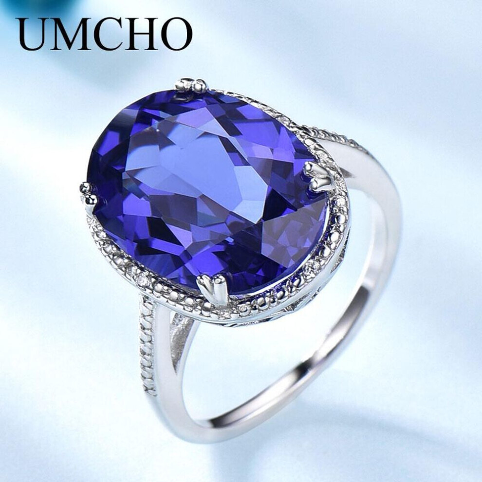 (violet, 8) Umcho Luxury Tanzanite Gemstone Rings For Women Solid 925 Sterling Silver Fine Jewelry Female Engagement Ring Christmas Gift