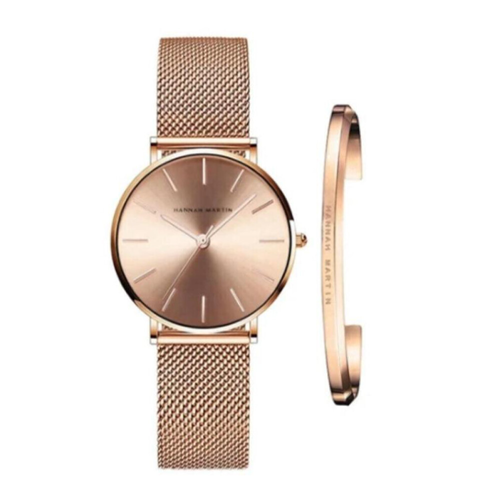 Maxpower (Rose ) Hannah Martin Women Quartz Watches Bracelet Japan Top Luxury Brand Ladies Fashion Casual Watch For Female Wristwatches Gold