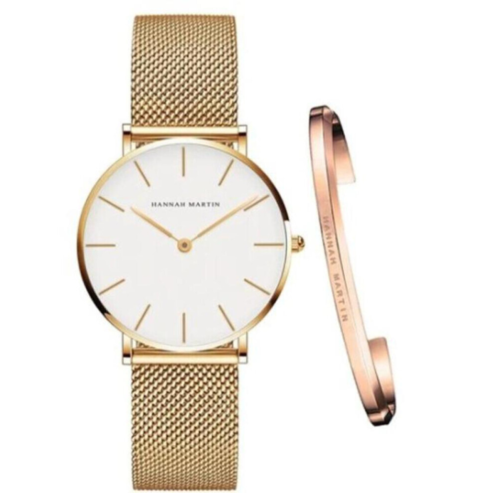 Maxpower (White) Hannah Martin Women Quartz Watches Bracelet Japan Top Luxury Brand Ladies Fashion Casual Watch For Female Wristwatches White