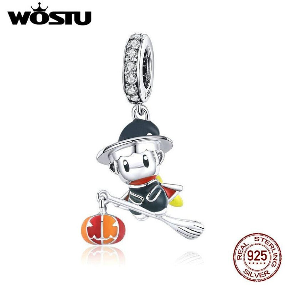 Maxpower (925 ) Wostu Magic Witch Pendant 925 Sterling Broom Witch Beads Charms For Necklaces Silver