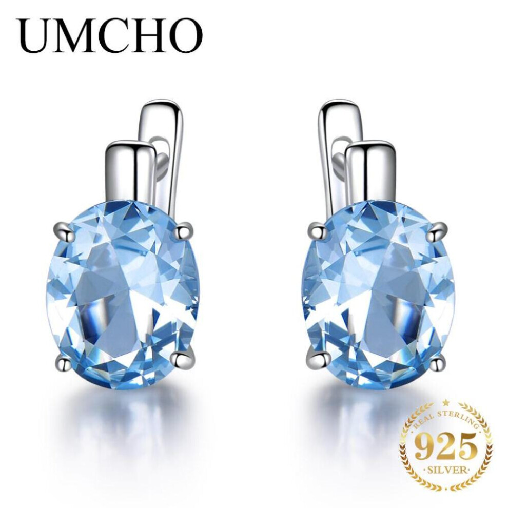 Maxpower (Sky ) Umcho Oval Nano Sky Topaz Gemstone Clip Earring Blue