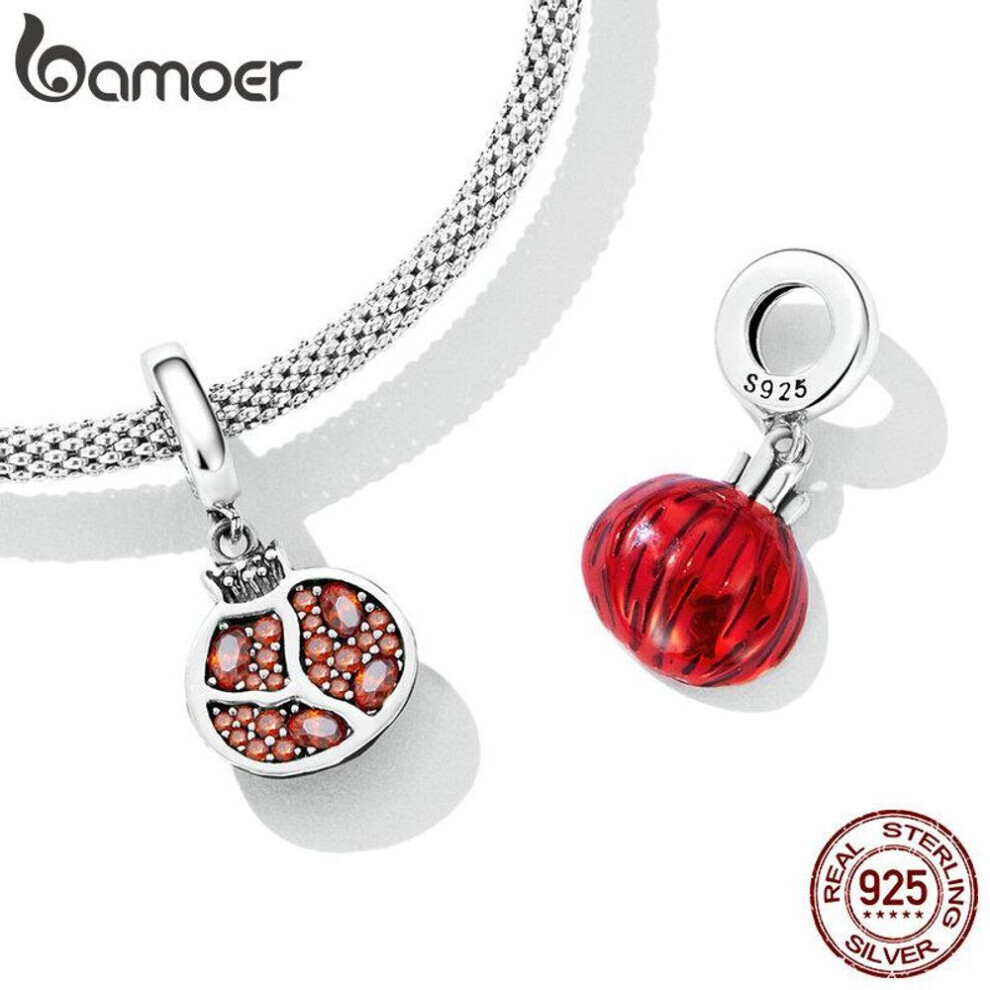 Maxpower (925 ) Bamoer 925 Sterling Delicate Pomegranate Pendant Fit For Women Diy Bracelet & Bangle Fruit Charms Fine Jewelry Silver