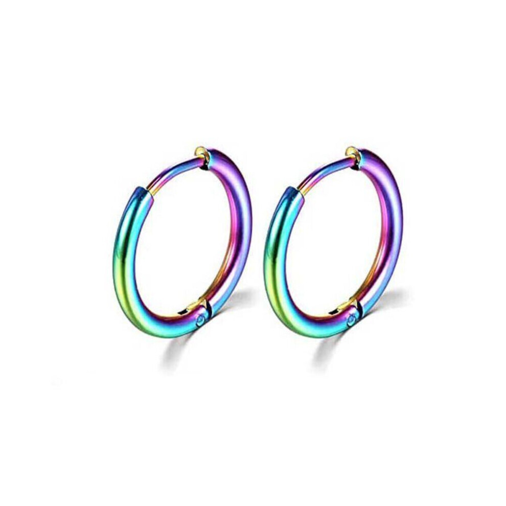 (multicolor, 10mm) Unisex Hoop Earrings Gold Silver Color Colorful Round Ear Rings For Women Men Ear Clips European Hoops Earring