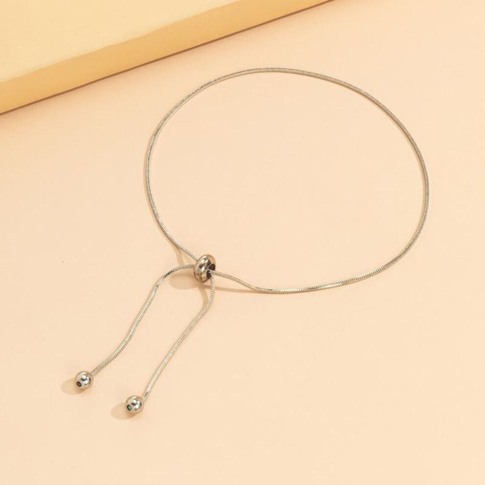 (silver) Adjustable Chain Anklet Bracelet For Women Vintage Fashion Simple Thin Chain Anklet Female Foot Beach Jewelry Gift