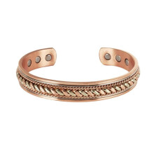 (copper) Pure Copper Bracelets Magnetic Twisted Adjustable 12mm Wide Open Cuff High Magnet Energy Bangles Resizable Jewelry Men