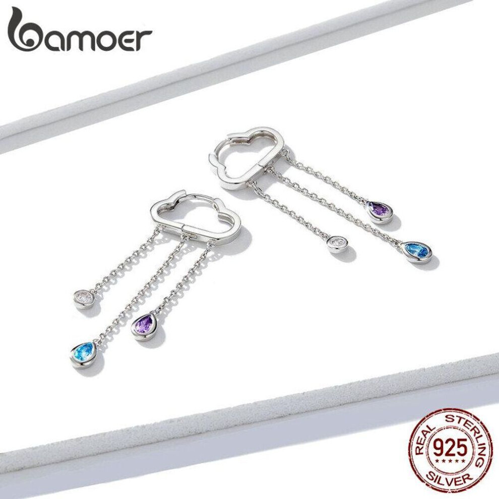 Maxpower (Bse220) Bamoer Real 925 Sterling Rainy Clouds Girl Earings Precious Jewelry Women Earings Gift Silver