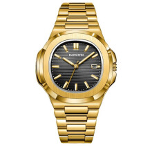 (black,gold) 2024 New Luxury Men Quartz Watches 30m Waterproof Automatic Date Watch Stainless Steel Sport Watch For Men Clock