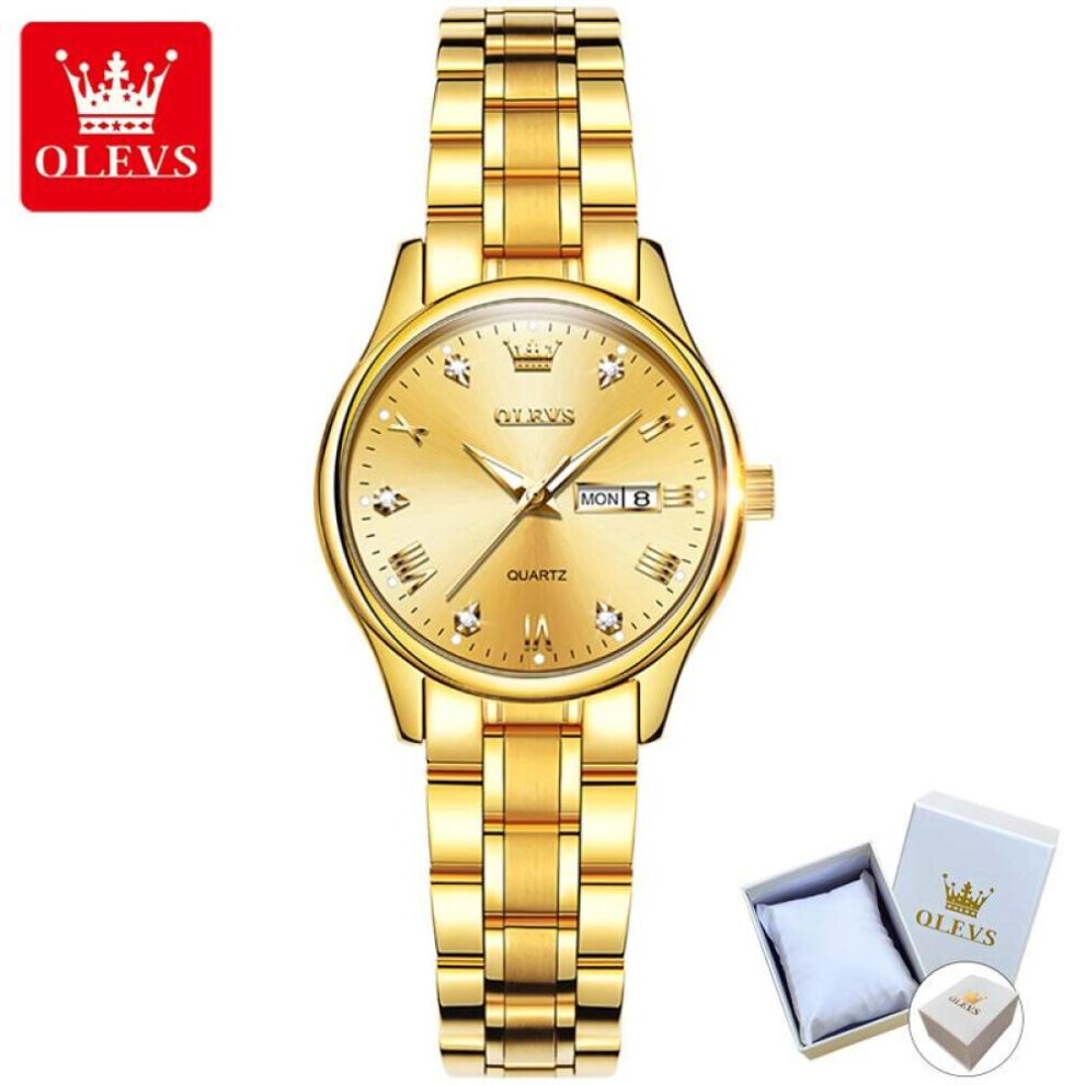 (Gold) OLEVS 5563 With Gift Box Watch Quartz Watch Trend Diamond Fashion Waterproof Luminous Ladies Watch-image-OPC-PG8KBRC-NEW