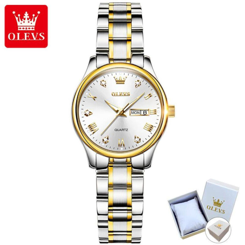Maxpower (White) Olevs 5563 With Gift Box Watch Quartz Watch Trend Diamond Fashion Waterproof Luminous Ladies Watch White