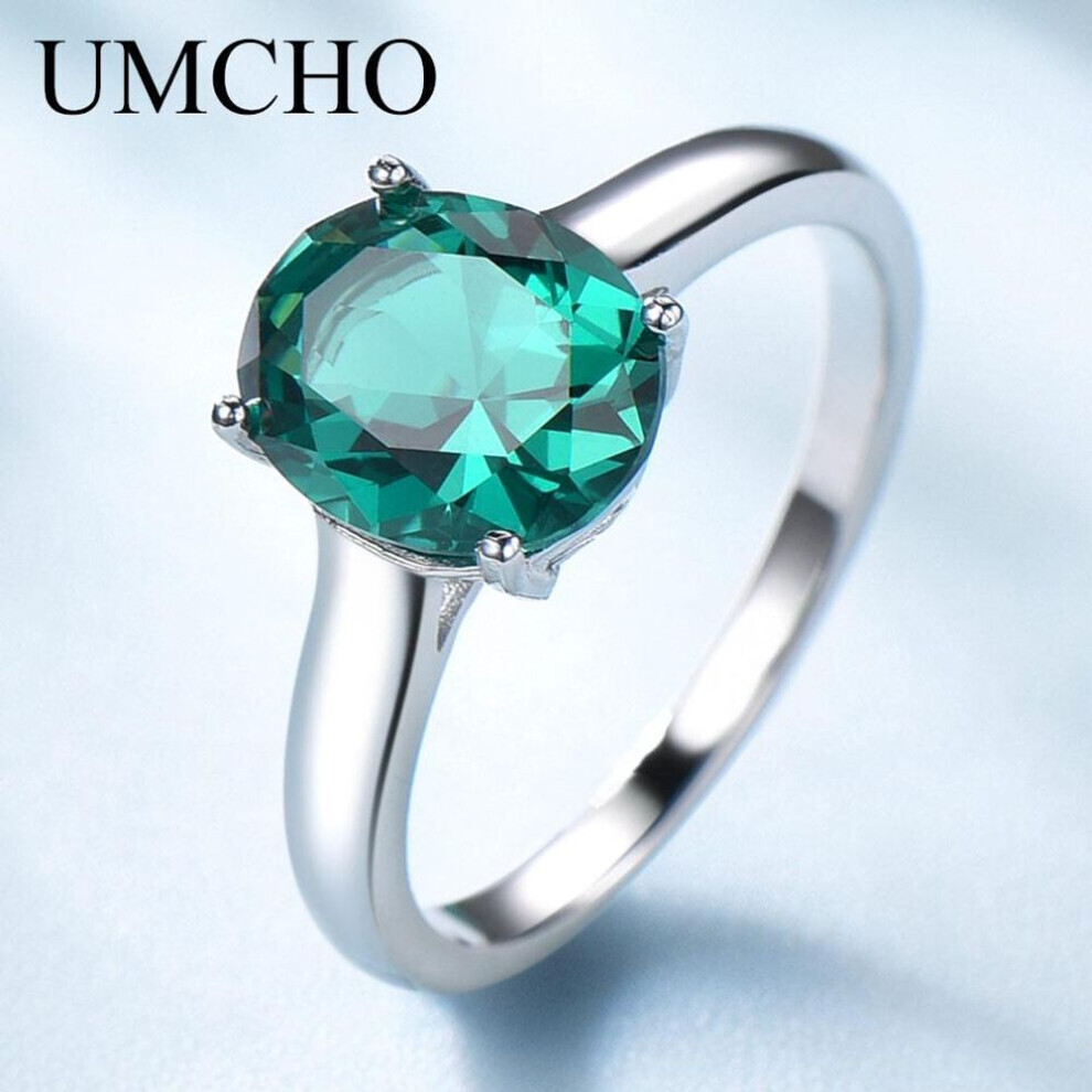 (emerald, 8) Umcho Luxury Nano Emerald Engagement Jewelry Rings For Women Oval Gemstone Wedding Ring Fine Jewelry