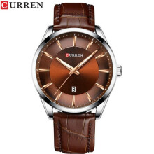 (coffee) Curren Quartz Watches For Men Leather Strap Male Wristwatches Top Luxury Brand Business Men's Clock  45 Mm Reloj Hombres 8365