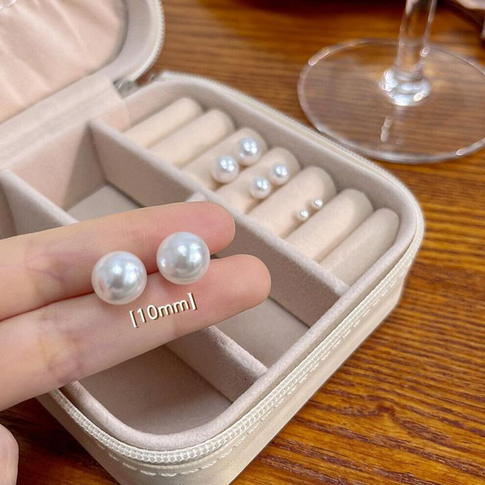 (10mm) Earring Simple Round Pearl Earrings Stud Earrings Charming For Women Korean Ear Jewelry