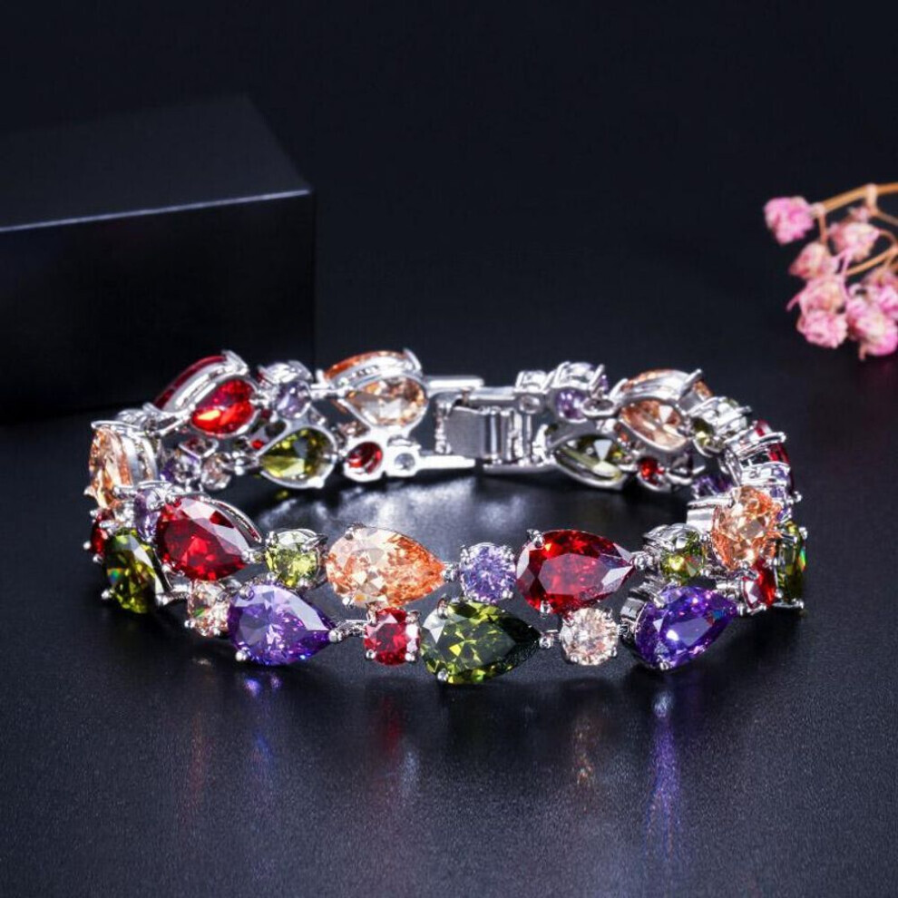 (multicolor) Wwj Top Quality Sparkling Cubic Zirconia Yellow Golden Big Wide Wrap Bracelets Bangles For Brides
