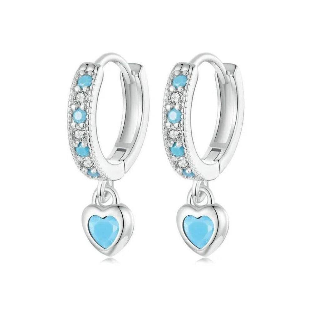 Maxpower (Sce1738) Wostu 925 Sterling Inifinite Love Hoop Earrings Heart Zircon Ring For Women Lovely Wedding Jewelry Set Lovely Engagement Silver